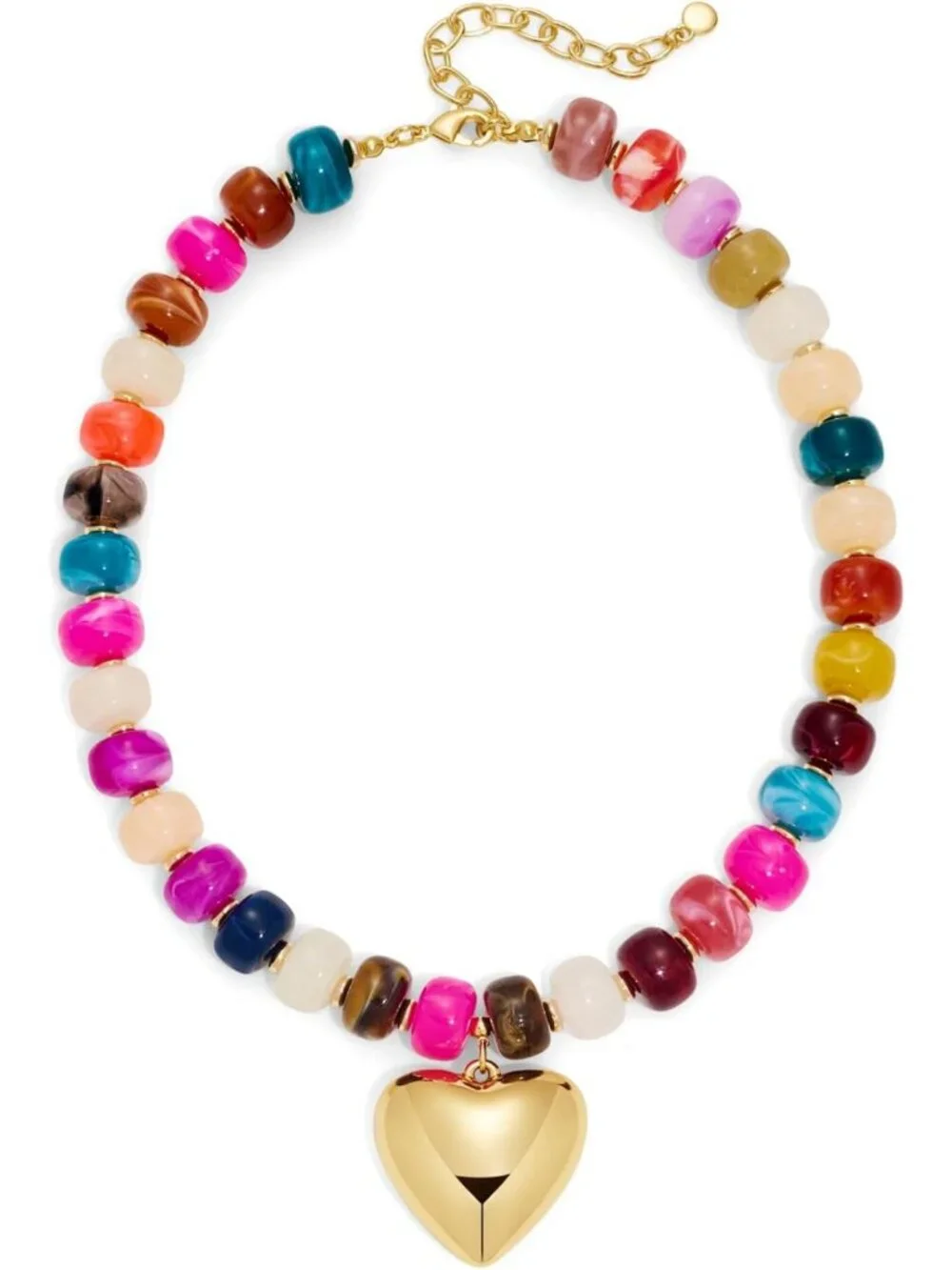 Colorful Chunky Heart Necklace for Women | Resin Beaded Choker | Trendy Acrylic